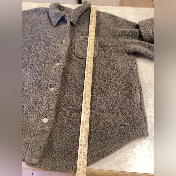 Koolaburra by UGG SX L Women’s Brushed Back Sherpa Cozy Shacket Sweater Brown - Picture 6 of 7